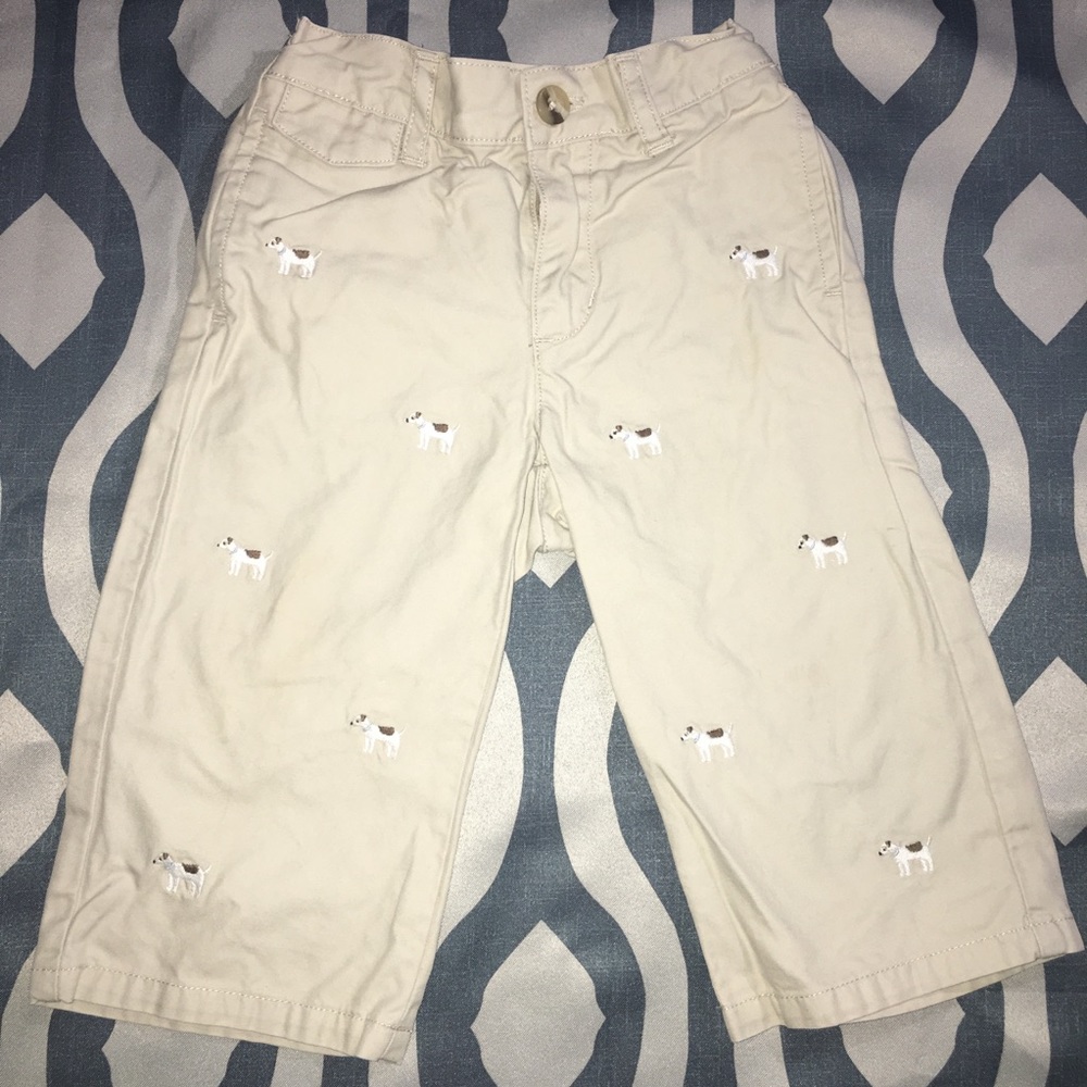 JANIE AND JACK Khaki Pants w Dogs Size 12-18 Month